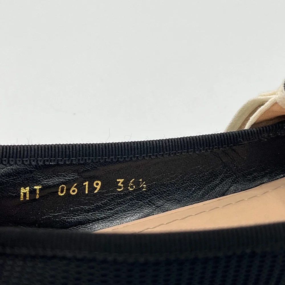 Dior J’Adior Two-Toned Black Fabric Ribbon Logo Mary Jane Ballet Flats - Picture 4 of 5